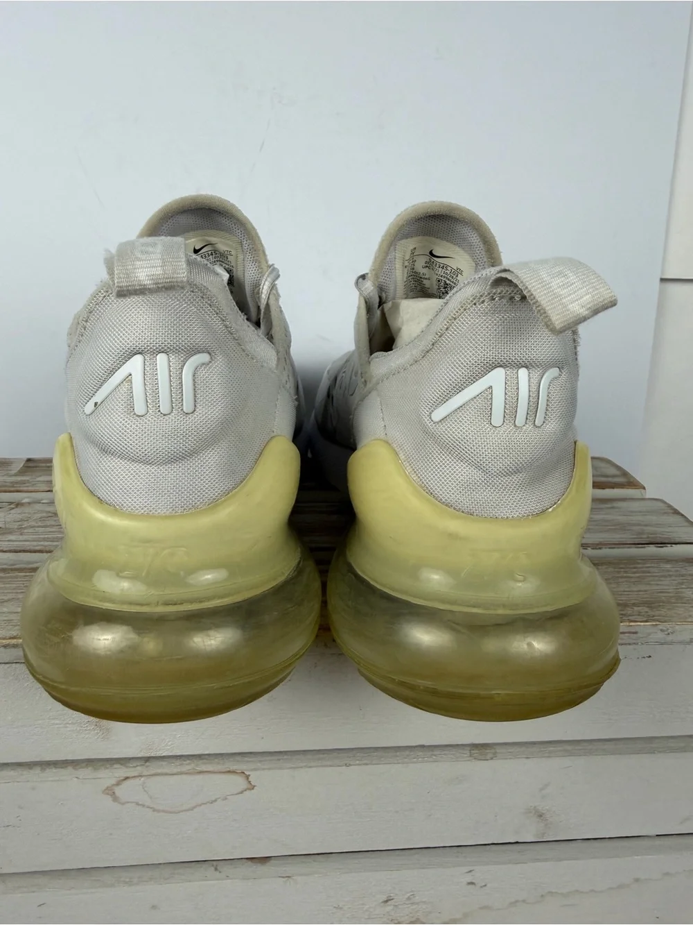 Nike Air Max 270 sneakers in a light bone, white color way size 7Y
